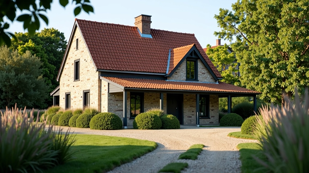 Ruime boerderij met traditionele architectuur, dakpannen en natuurstenen muren